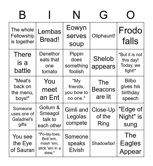 Lord of the Bingo Card