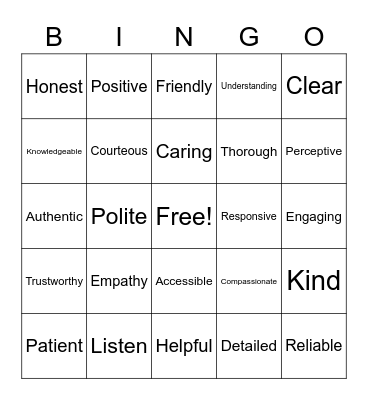 Customer Service Week Bingo Card