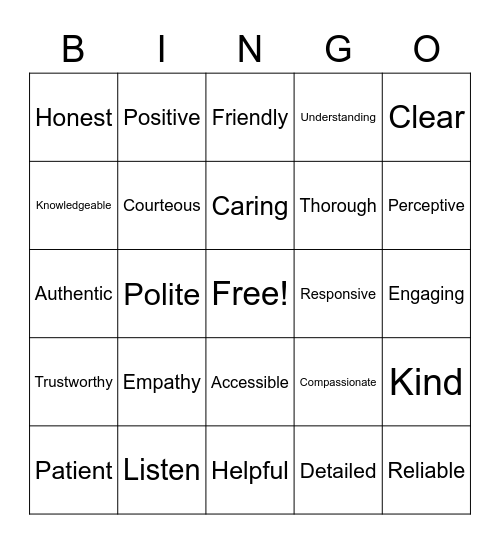 Customer Service Week Bingo Card