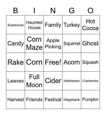 Davies L&H Fall BINGO Card