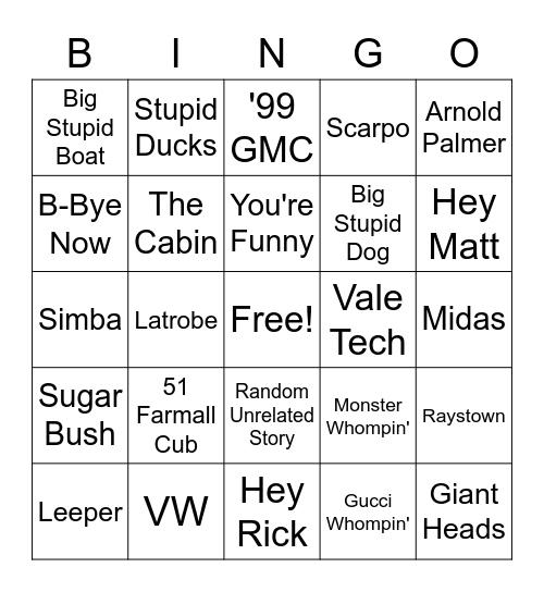 Mike Sarver Bingo Card