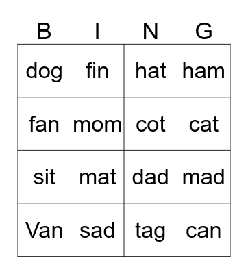 Unit 4 SKILLs Bingo Card