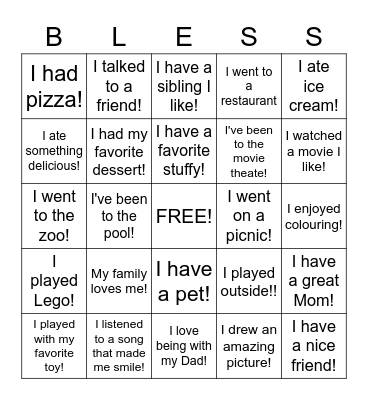 Count Your Blessings Bingo Card