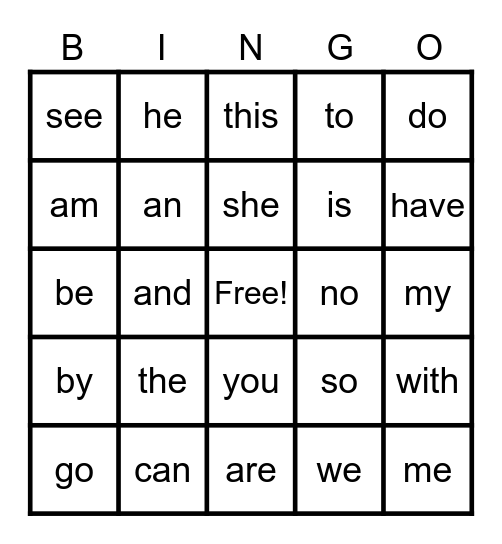 FIRST GRADE Bingo Card