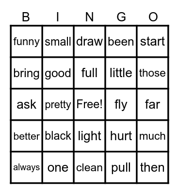 FIRST GRADE Bingo Card