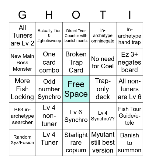 Ghoti Support Bingo Card