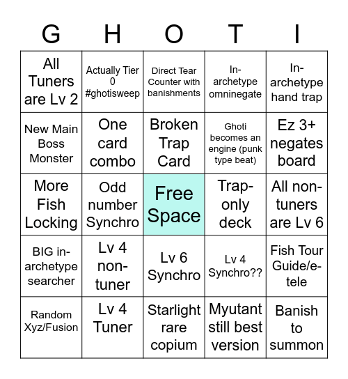 Ghoti Support Bingo Card