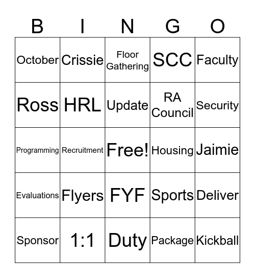 TCREW Bingo Card