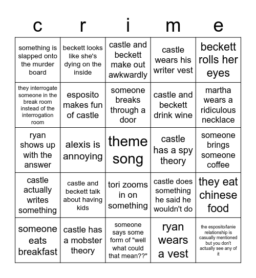 making castle more entertaining Bingo Card