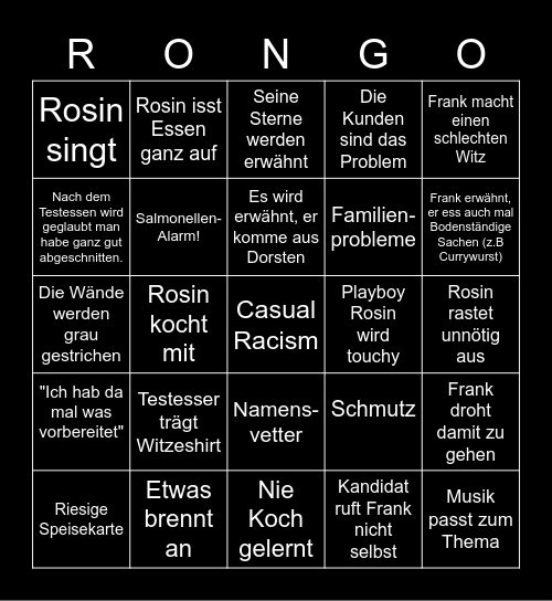 Rongo Bingo Card