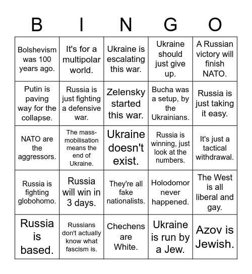 RUSSOCOPE Bingo Card