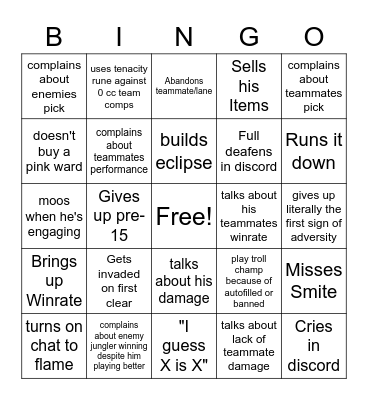 Grizz playing childrens video game bingo card Bingo Card