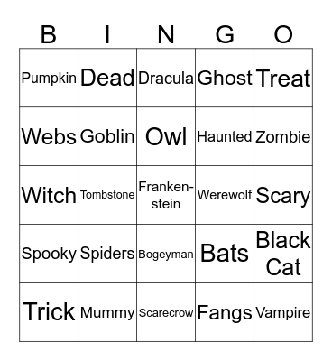 Halloween Bingo Card