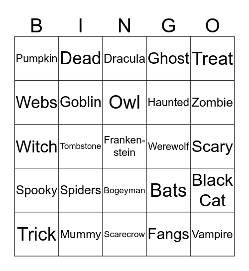 Halloween Bingo Card