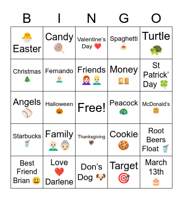 All About Me Bingo Card