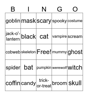 Halloween Bingo Card