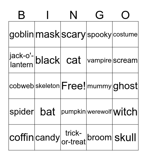 Halloween Bingo Card