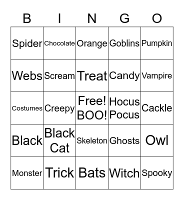 BOO-ingo! Bingo Card