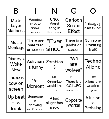 Zombies 3 Bingo Card