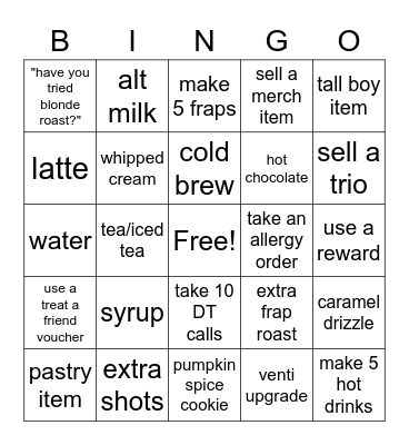 Starb Bingo Card
