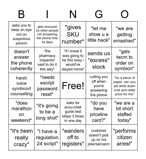 Serge Bingo Card