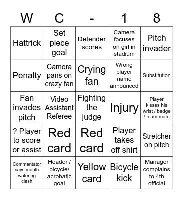 Football world cup bingo Card