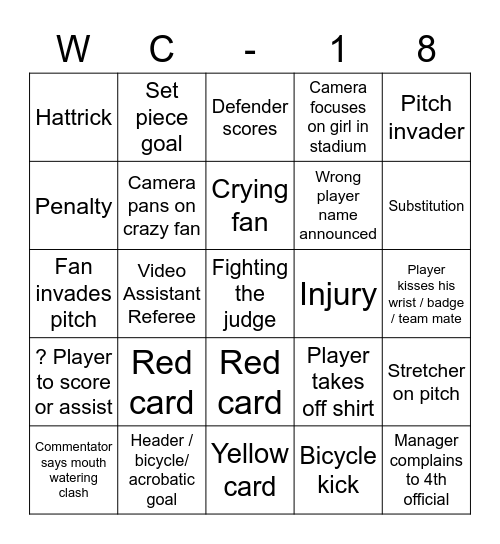 Football world cup bingo Card