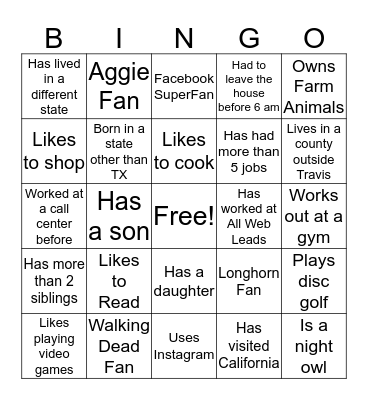 HIL Bingo Card