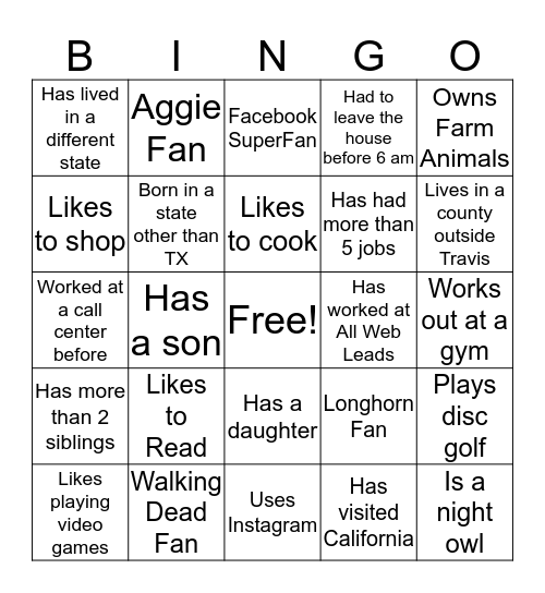 HIL Bingo Card