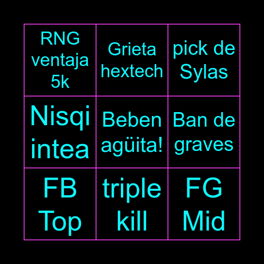 MAD VS RNG Bingo Card