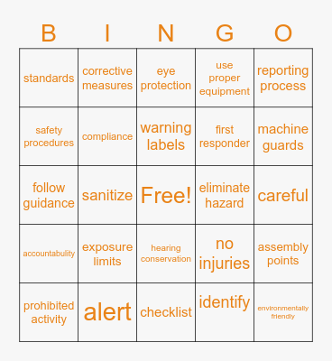 THINK SAFE! Bingo Card