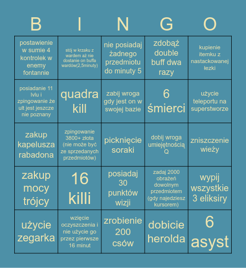 LoL Bingo Card