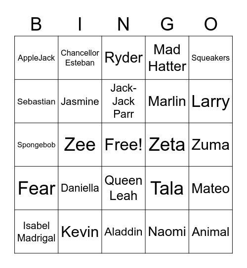 01:01 Bingo Card