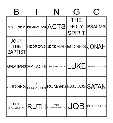 BIBLE BINGO Card