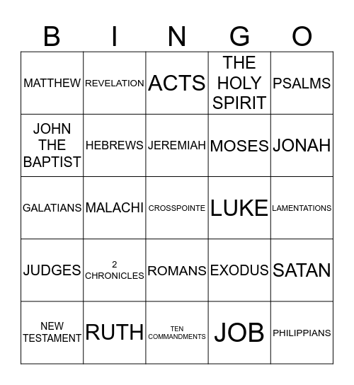 BIBLE BINGO Card