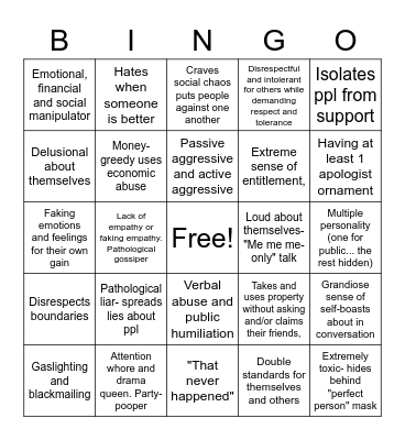 Headliner Existential Crisis Bingo Card
