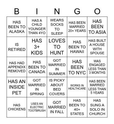 FIND SOME WHO... Bingo Card