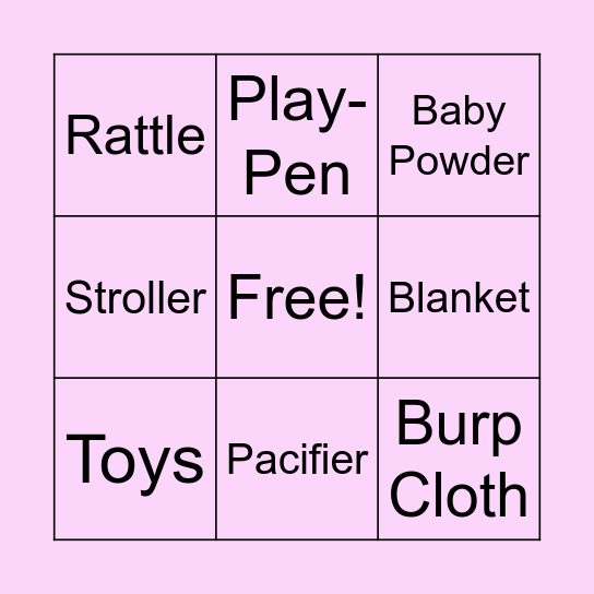 Baby Shower Bingo Card