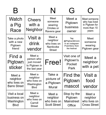Pigtown Bingo! Bingo Card