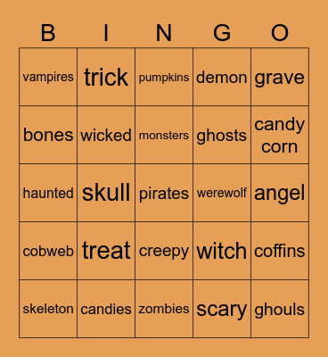TRANSMISSONS SPOOKY BINGO NIGHT Bingo Card