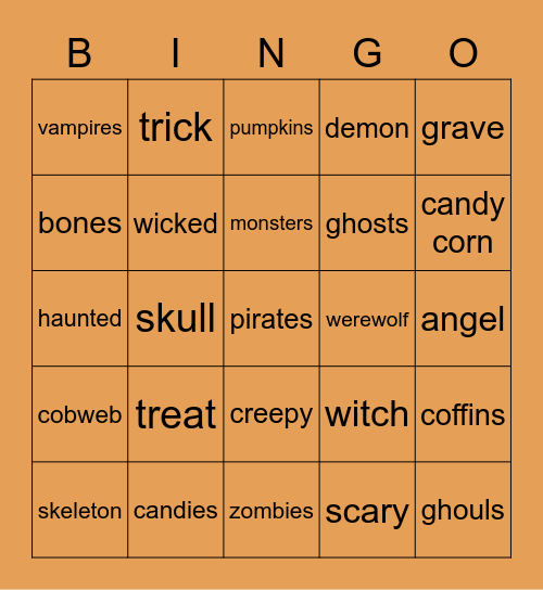 TRANSMISSONS SPOOKY BINGO NIGHT Bingo Card