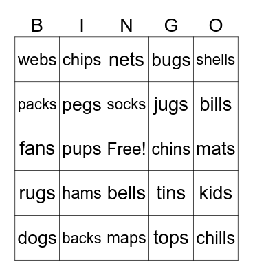 BASEWORD SUFFIX -S.     6 Bingo Card
