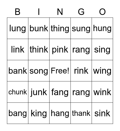 GLUED SOUNDS.      7 Bingo Card