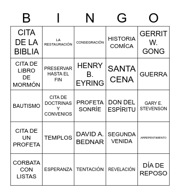 BINGO DE CONFERENCIA GENERAL Bingo Card