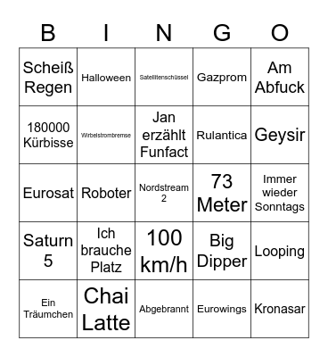 Europapark Bingo Card