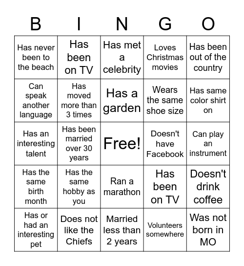 Get to know Her! Bingo Card