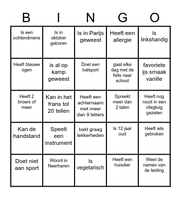 Kennismakingsbingo Card