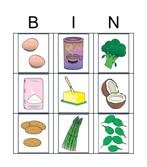 Food Bingo Card