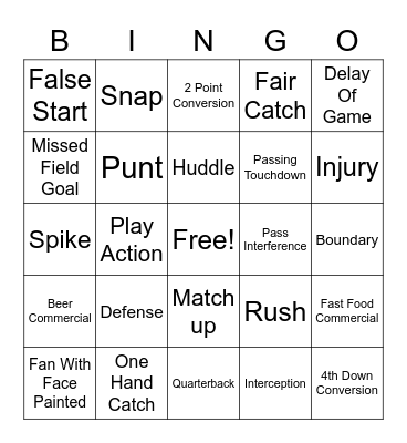 Football Bingo Card