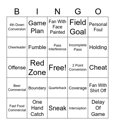 Football Bingo Card